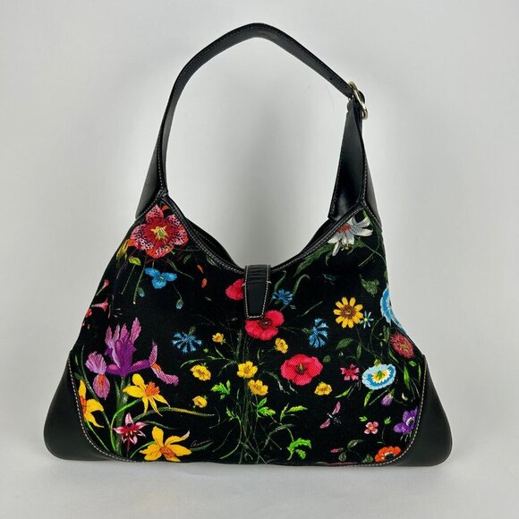 GUCCI FLORA JACKIE PRINTED CANVAS HOBO SHOULDER BAG - Picture 3 of 12